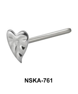 Leaf Shaped Silver Straight Nose Stud NSKA-761