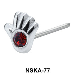 Stony Palm Shaped Silver Straight Nose Stud NSKA-77
