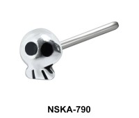 Petite Skull Shaped Silver Straight Nose Stud NSKA-790