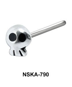 Petite Skull Shaped Silver Straight Nose Stud NSKA-790