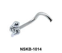 Snake Shaped Silver Curved Nose Stud NSKB-1014