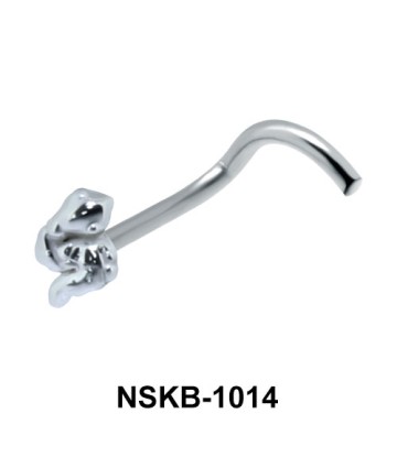 Snake Shaped Silver Curved Nose Stud NSKB-1014