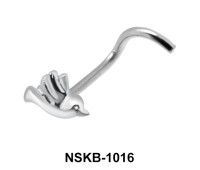 Bird Shaped Silver Curved Nose Stud NSKB-1016