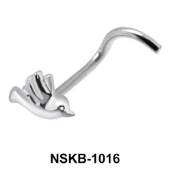 Bird Shaped Silver Curved Nose Stud NSKB-1016