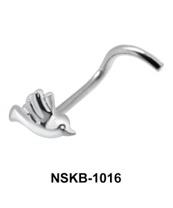 Bird Shaped Silver Curved Nose Stud NSKB-1016