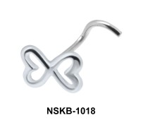 Hollow Butterfly Silver Curved Nose Stud NSKB-1018