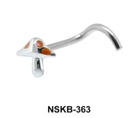 Stone Mushroom Shaped Silver Curved Nose Stud NSKB-363