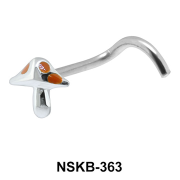Stone Mushroom Shaped Silver Curved Nose Stud NSKB-363