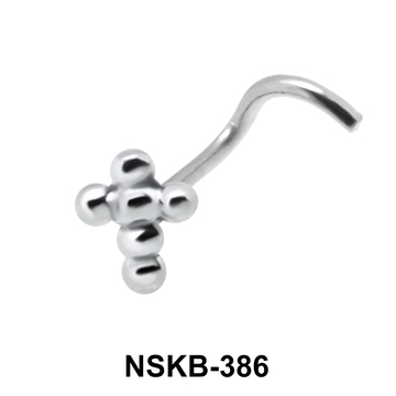 Ball Plus Shaped Silver Curved Nose Stud NSKB-386
