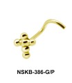 Ball Plus Shaped Silver Curved Nose Stud NSKB-386