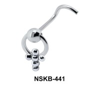 Ball Cross Silver Curved Nose Stud NSKB-441