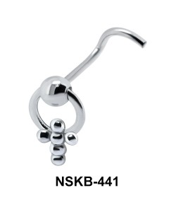 Ball Cross Silver Curved Nose Stud NSKB-441