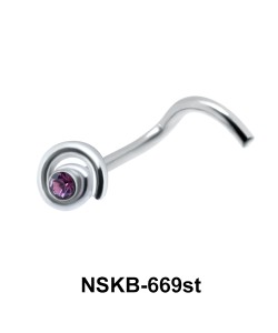 Spiral Silver Curved Nose Stud NSKB-669st 