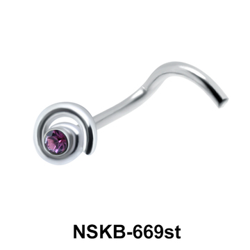 Spiral Silver Curved Nose Stud NSKB-669st 