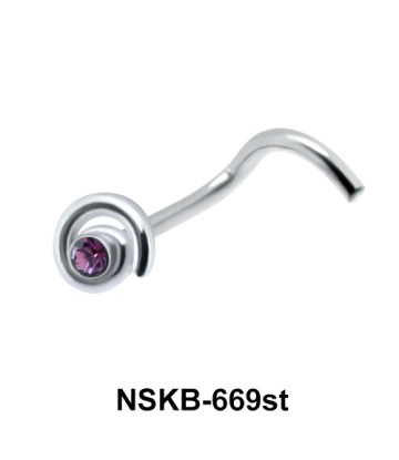 Spiral Silver Curved Nose Stud NSKB-669st 