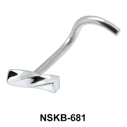 Log Shaped Silver Curved Nose Stud NSKB-681