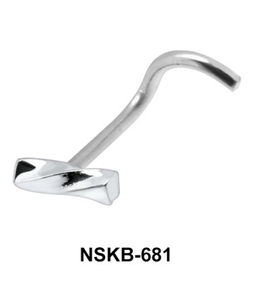 Log Shaped Silver Curved Nose Stud NSKB-681