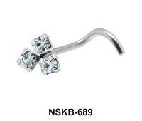 Stony Flower Shaped Silver Curved Nose Stud NSKB-689