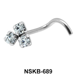 Stony Flower Shaped Silver Curved Nose Stud NSKB-689