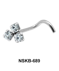 Stony Flower Shaped Silver Curved Nose Stud NSKB-689