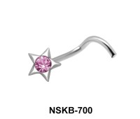 Stone in Star Silver Curved Nose Stud NSKB-700