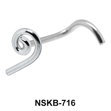 Comma Shaped Silver Nose Stud NSKB-716