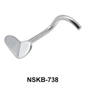 Broken Heart Shaped Silver Curved Nose Stud NSKB-738