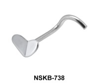 Broken Heart Shaped Silver Curved Nose Stud NSKB-738