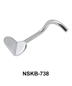 Broken Heart Shaped Silver Curved Nose Stud NSKB-738