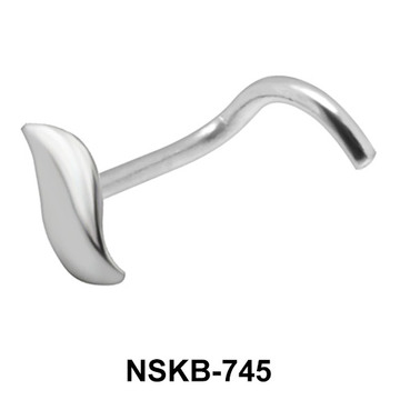 Glossy Leaf Silver Curved Nose Stud NSKB-745
