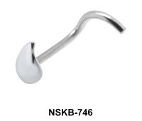 Drop Shaped Silver Curved Nose Stud NSKB-746