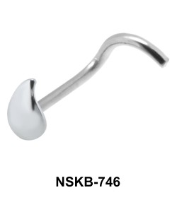 Drop Shaped Silver Curved Nose Stud NSKB-746