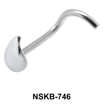 Drop Shaped Silver Curved Nose Stud NSKB-746