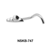 Cloud Shaped Silver Curved Nose Stud NSKB-747