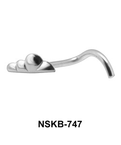 Cloud Shaped Silver Curved Nose Stud NSKB-747