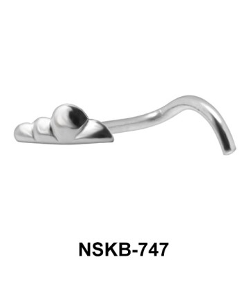 Cloud Shaped Silver Curved Nose Stud NSKB-747
