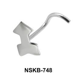Arrow Shaped Silver Curved Nose Stud NSKB-748