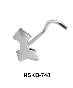 Arrow Shaped Silver Curved Nose Stud NSKB-748