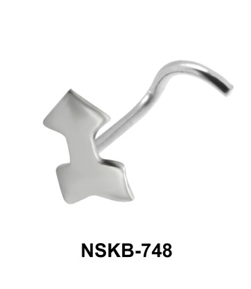 Arrow Shaped Silver Curved Nose Stud NSKB-748