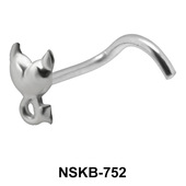 Wicked Heart Shaped Silver Curved Nose Stud NSKB-752