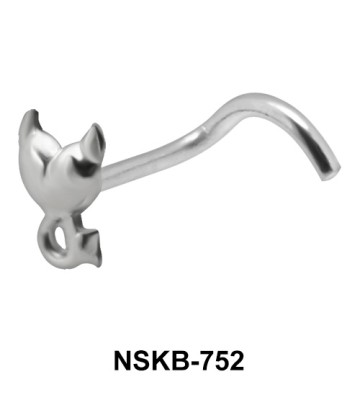 Wicked Heart Shaped Silver Curved Nose Stud NSKB-752