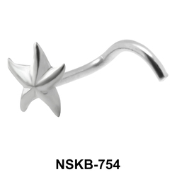 Star Fish Shaped Silver Curved Nose Stud NSKB-754