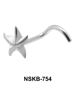 Star Fish Shaped Silver Curved Nose Stud NSKB-754