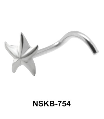 Star Fish Shaped Silver Curved Nose Stud NSKB-754