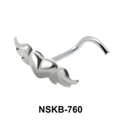 Winged Heart Shaped Silver Curved Nose Stud NSKB-760
