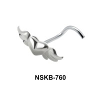 Winged Heart Shaped Silver Curved Nose Stud NSKB-760