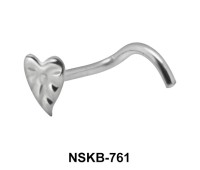 Leaf Shaped Silver Curved Nose Stud NSKB-761