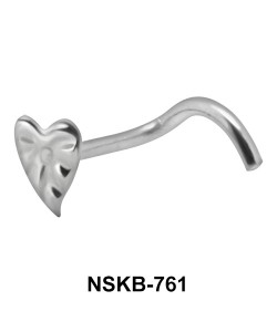 Leaf Shaped Silver Curved Nose Stud NSKB-761