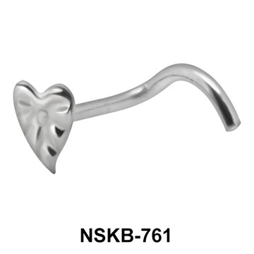 Leaf Shaped Silver Curved Nose Stud NSKB-761