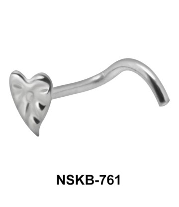 Leaf Shaped Silver Curved Nose Stud NSKB-761